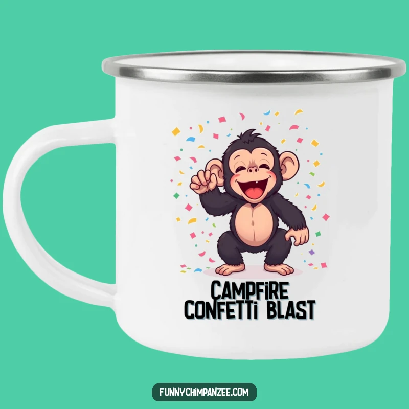 Funny Kawaii Chimp Confetti Camp Mug - Hilarious Adventure Party Gift!