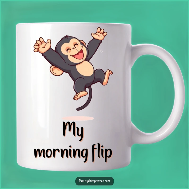 Funny Kawaii Chimpanzee Somersault Mug: Energetic Jungle Fun Gift