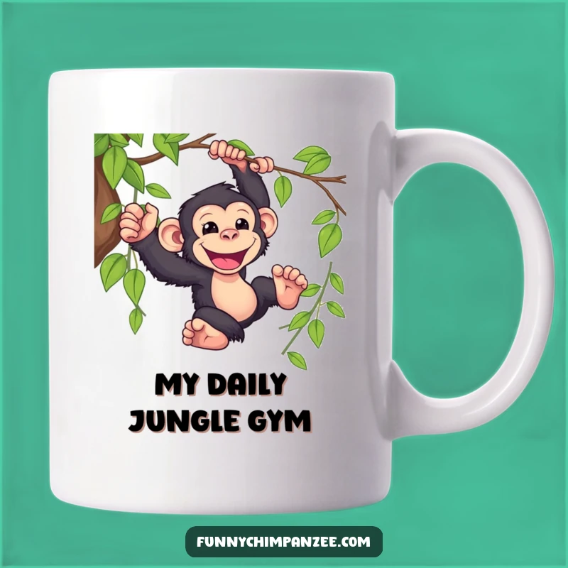 Funny Kawaii Chimpanzee Swinging: Hilarious Jungle Vibe Mug Gift