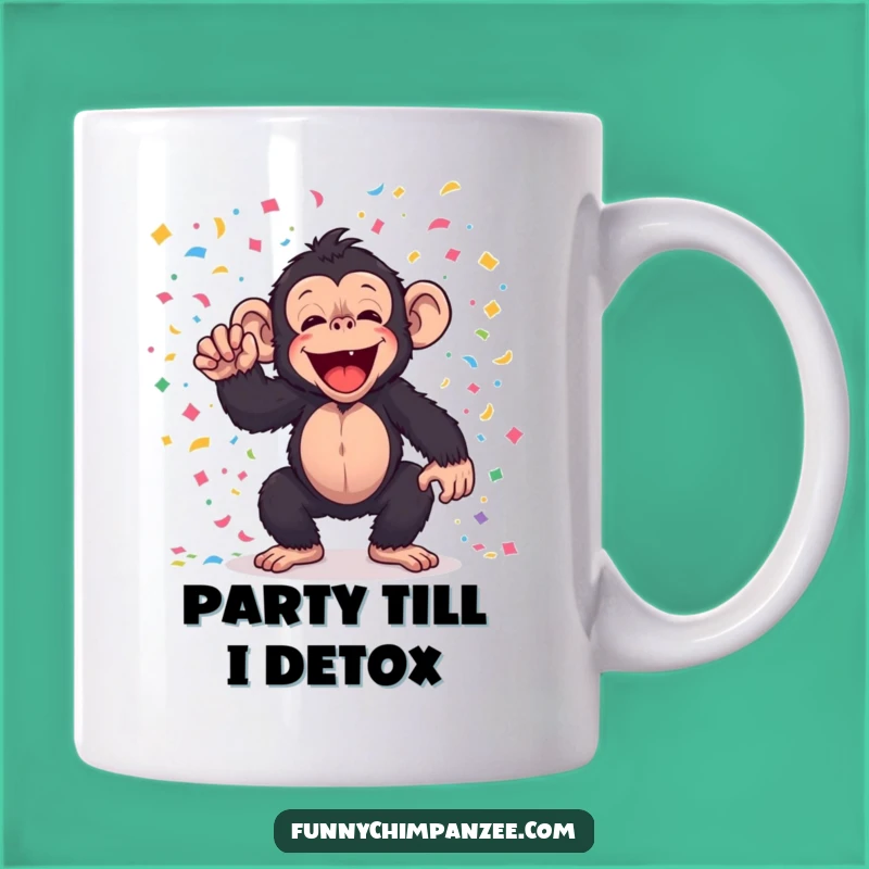 Funny Kawaii Chimp Confetti Mug - Hilarious Party Gift for Fun Lovers!