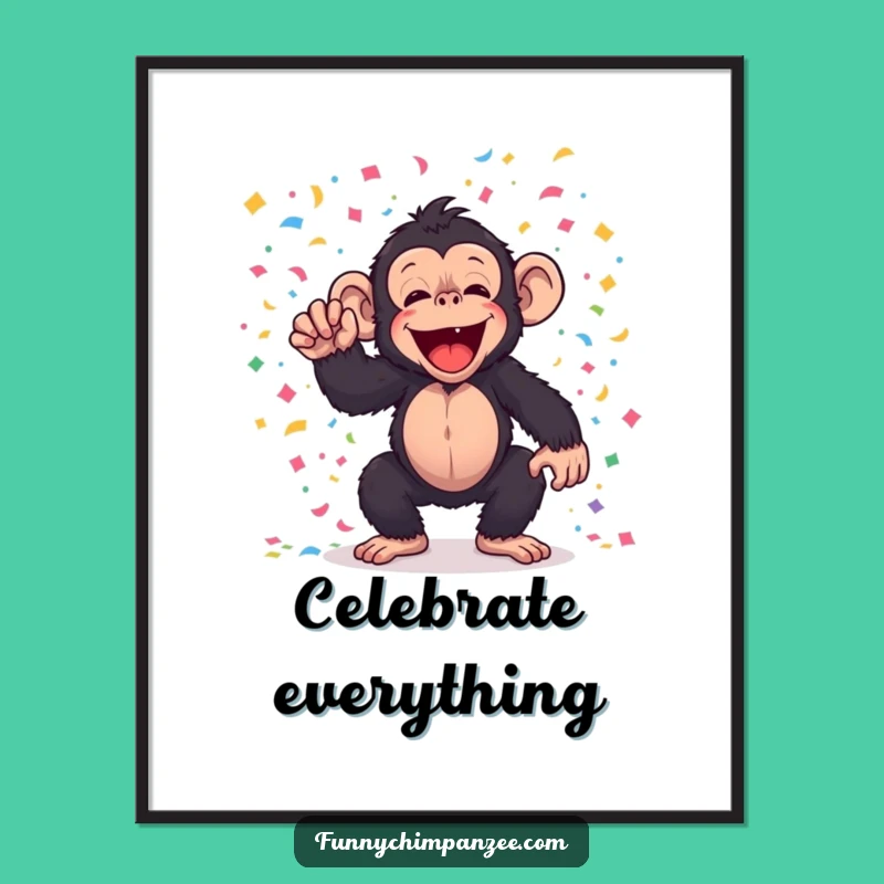Funny Kawaii Chimp Confetti Digital Print - Hilarious Decor for Parties!