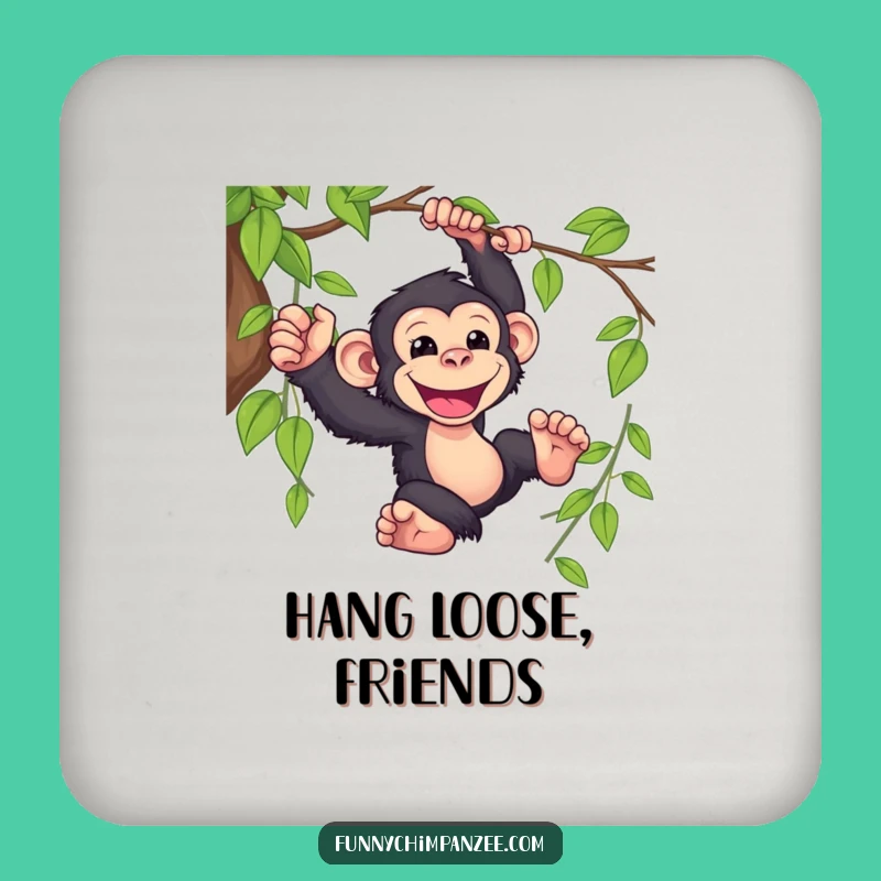 Funny Kawaii Chimpanzee Coaster: Hilarious Jungle Swinging Drink Protector Gift