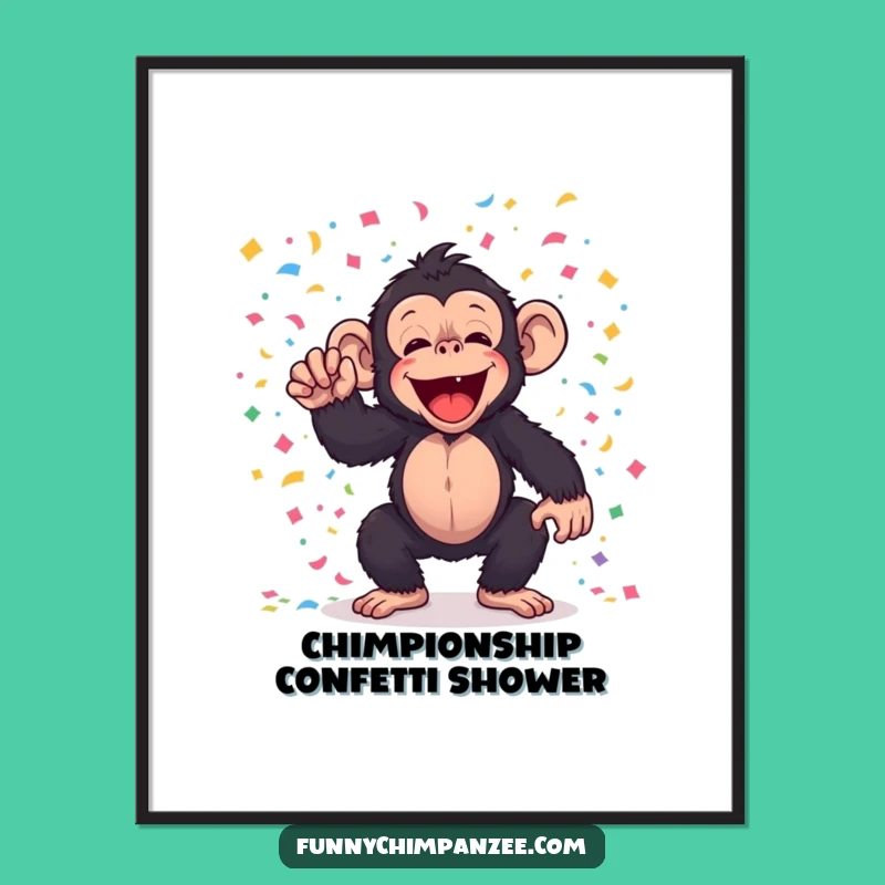 Free Printable Wall Art: Funny Chimp Confetti Blast Design, Downloadable & Print at Home