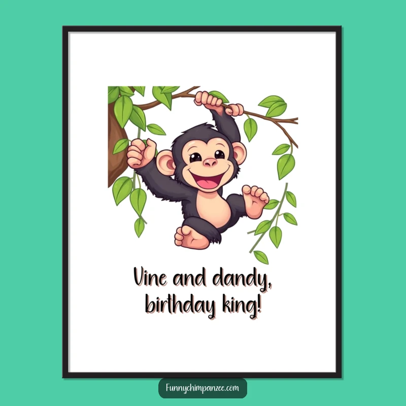 Funny Free Printable Wall Art: Kawaii Chimp Swinging, Hilarious Downloadable Jungle Decor!