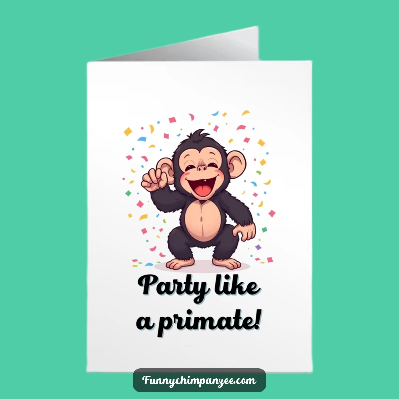 Free Printable Birthday Card: Funny Chimp Confetti Fun, Downloadable & Print at Home