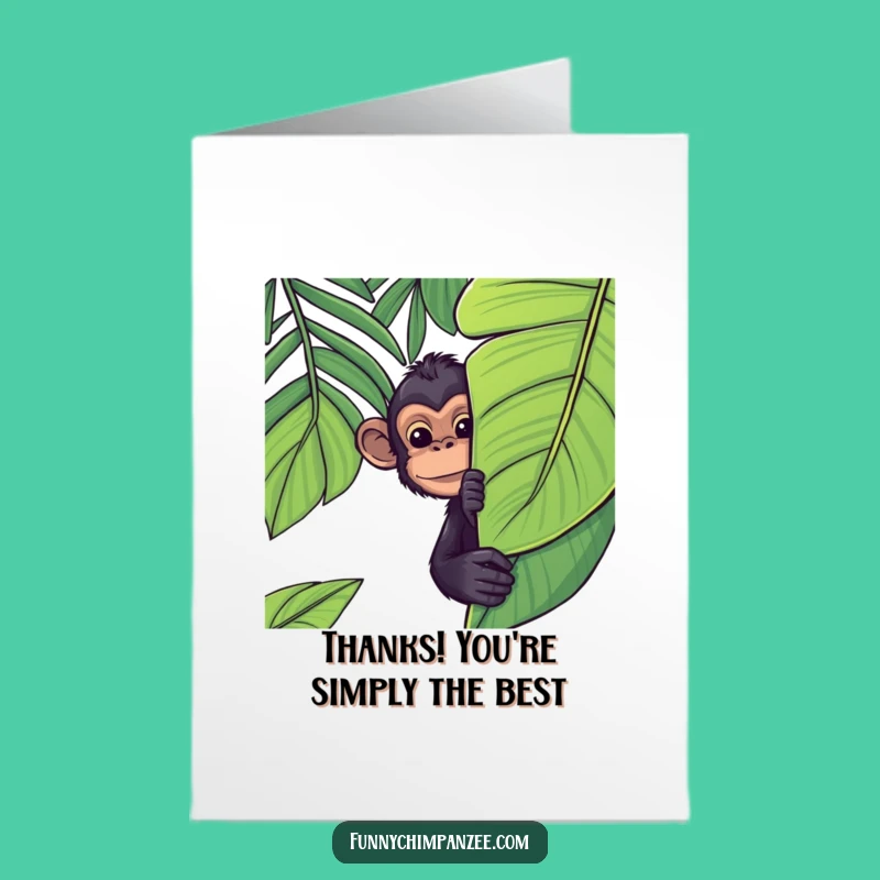 Thanks Free Printable Card: Funny Kawaii Chimp Peeking, Sweet Downloadable Gift!
