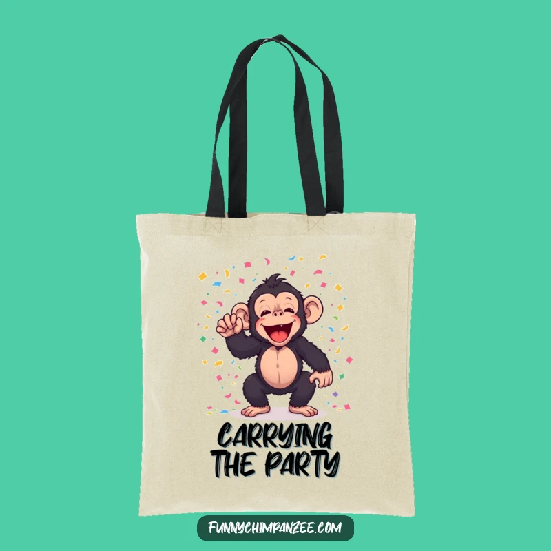 Funny Kawaii Chimp Confetti Tote Bag - Hilarious & Festive Gift!
