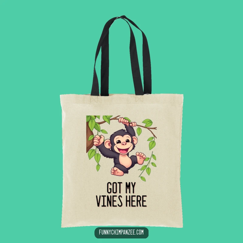 Funny Kawaii Chimpanzee Tote Bag: Hilarious Jungle Swinging Carry-All Gift